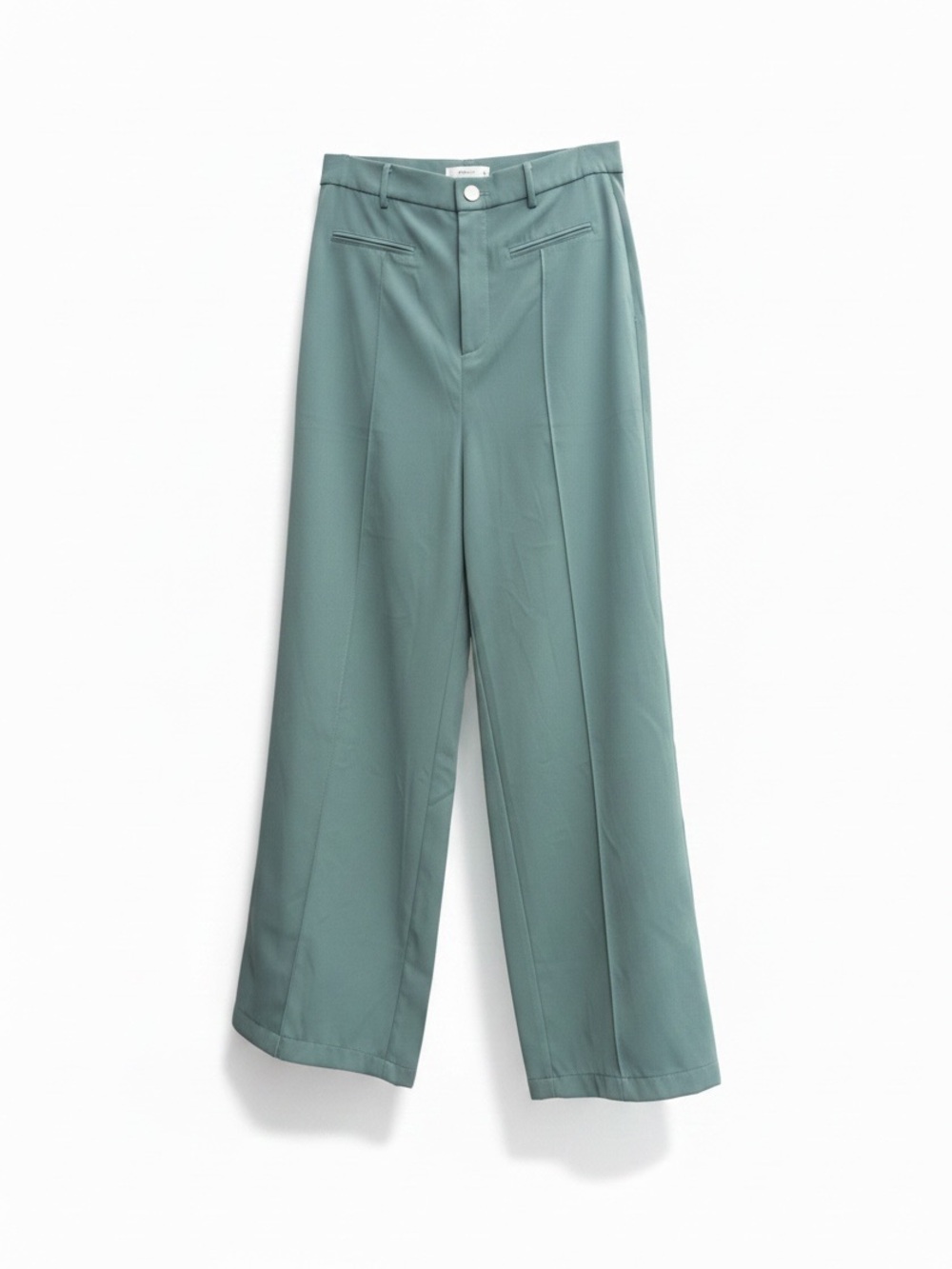 By Egreis High-Rise Wide-Leg Trousers in Dusty Teal Green NWT